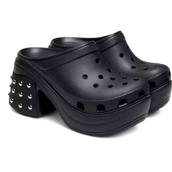 Crocs Siren Studded Black Chrome Studs Platform Unisex Clogs Size M10/W12 NWT - Picture 1 of 10